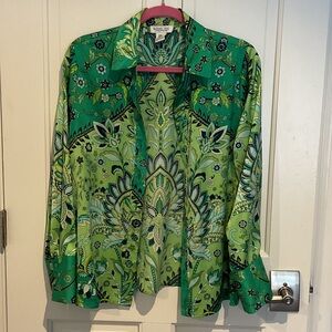 Rachel Zoe Green and Blue Floral Blouse